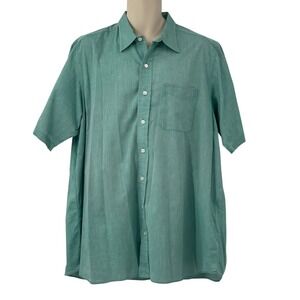 Hamilton Since 1883 Men;s‎ Short Sleeve Button Down Shirt Green Size XL READ